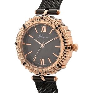 Genoa Black Austrian Crystal Japanese Movement Watch with ION Plated Black Stain